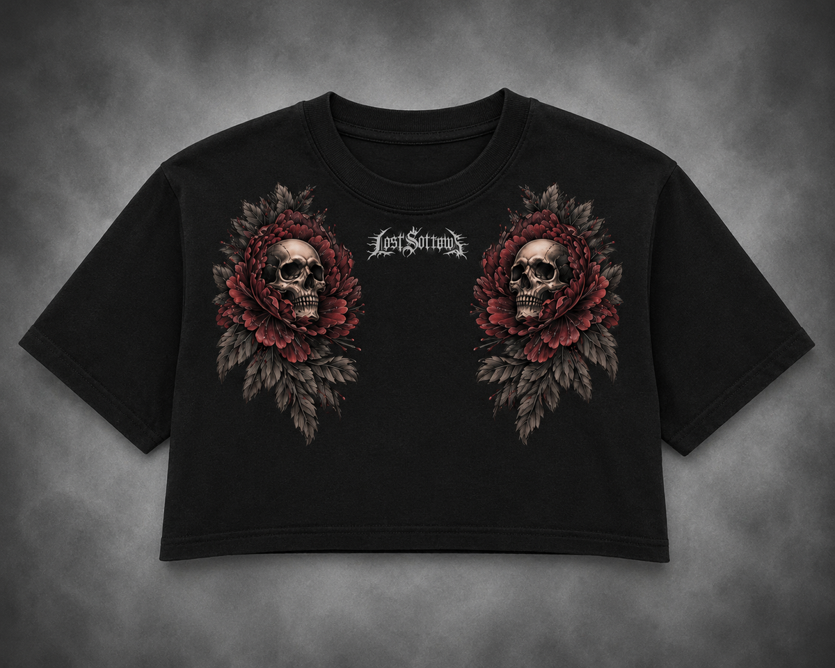 Peony Crop Top - Deep Red colourway
