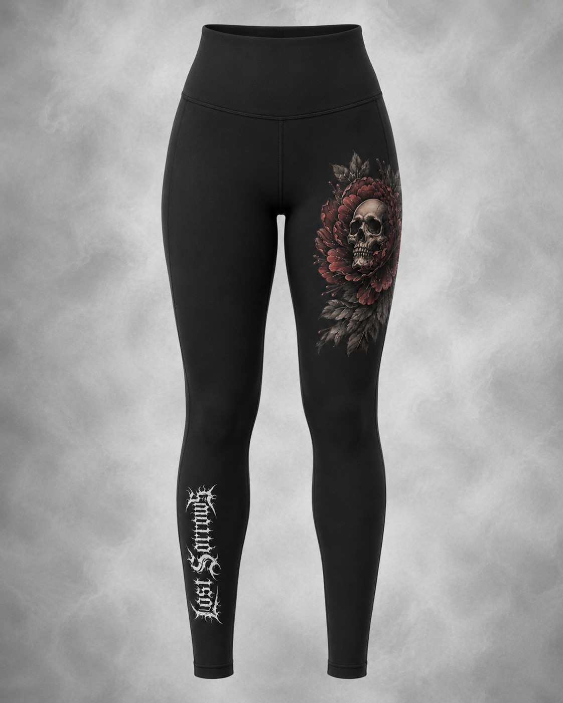 Peony Leggings - Deep Red colourway