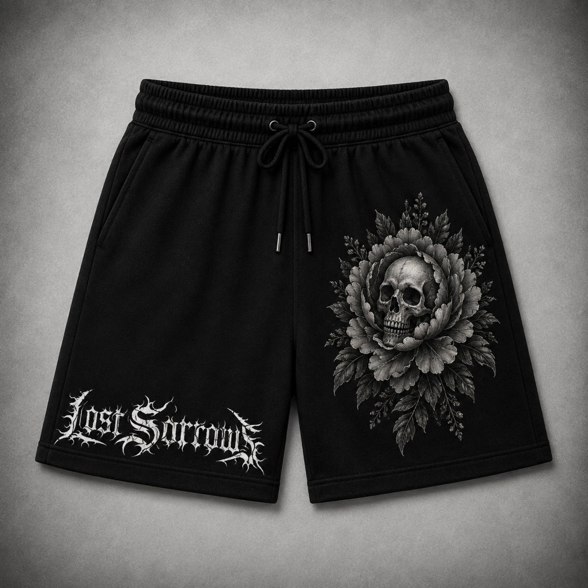 Peony Sweat Shorts - Grey/Black colourway