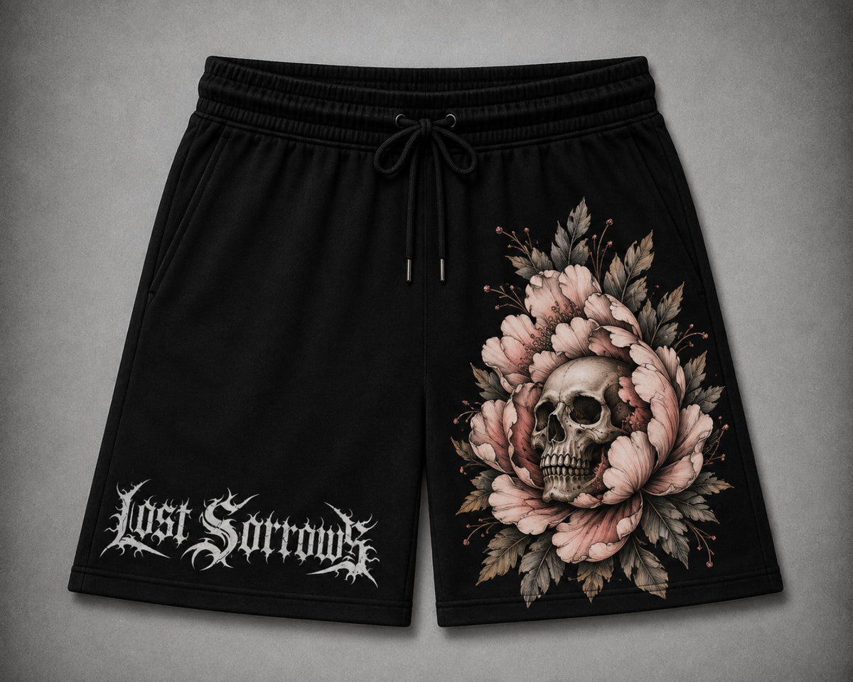 Peony Sweat Shorts - Dusty Pink colourway