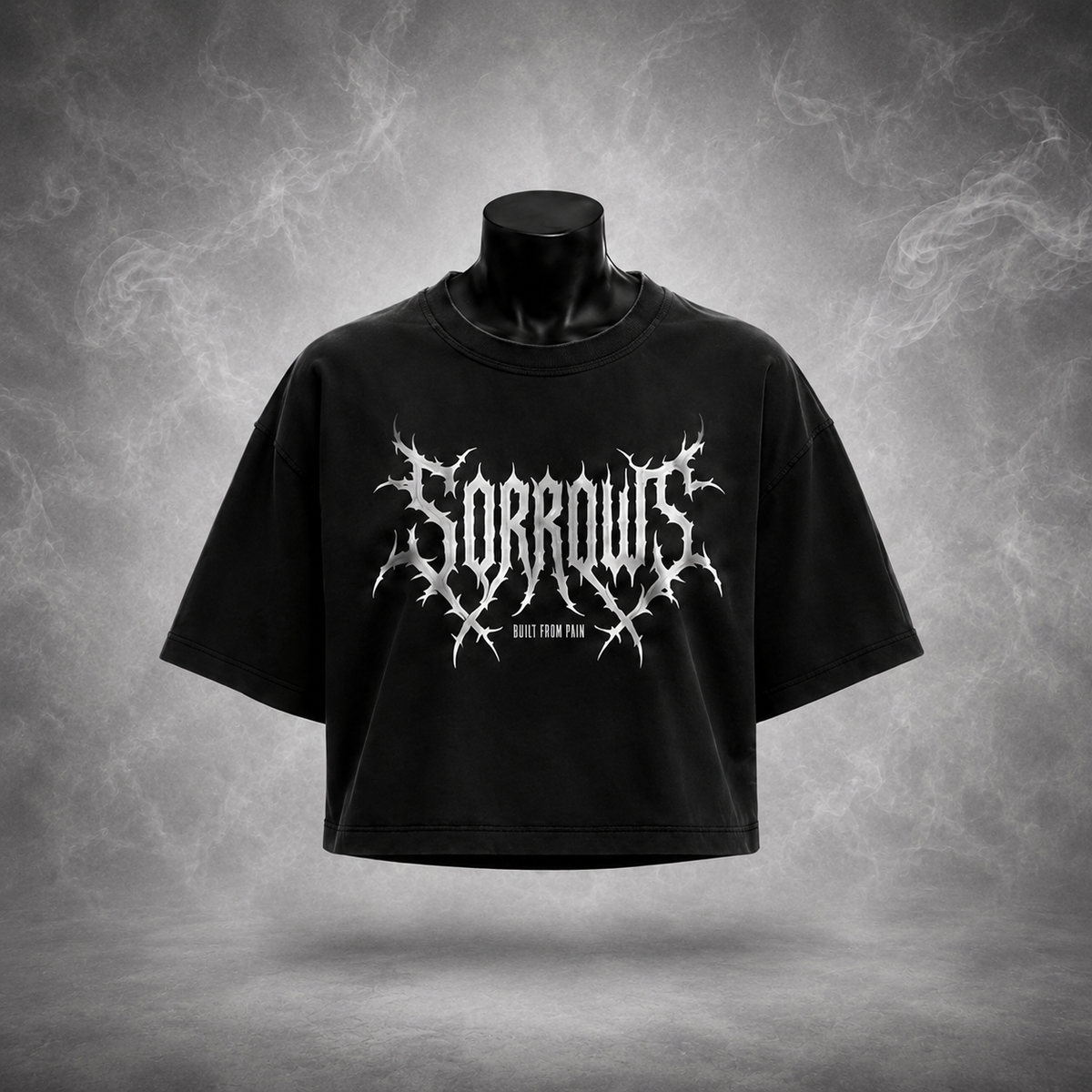 Built From Pain Bat — Black Crop Tee