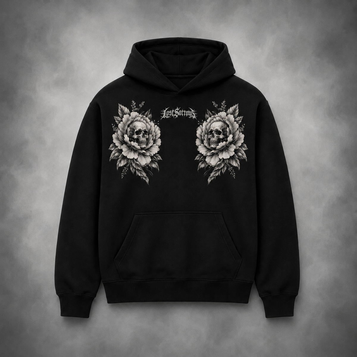 Peony Hoodie - Grey/Black colourway