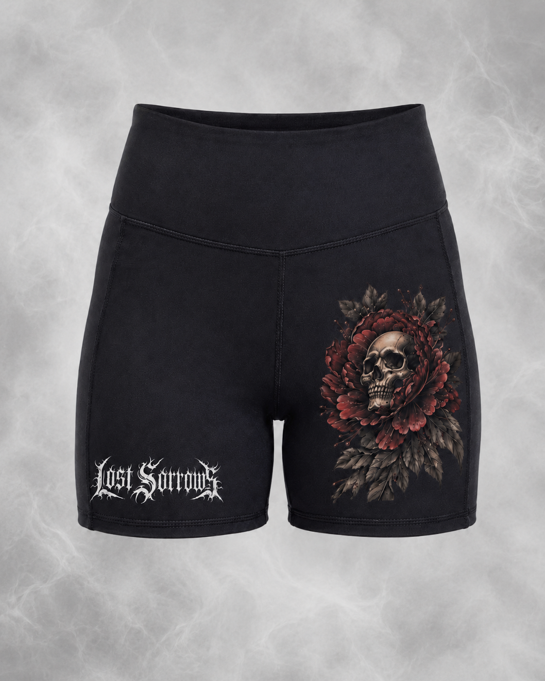 Peony Gym Shorts - Deep Red colourway