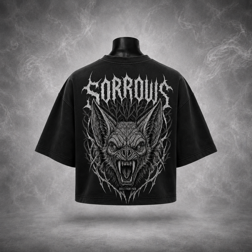 Built From Pain Bat — Black Crop Tee