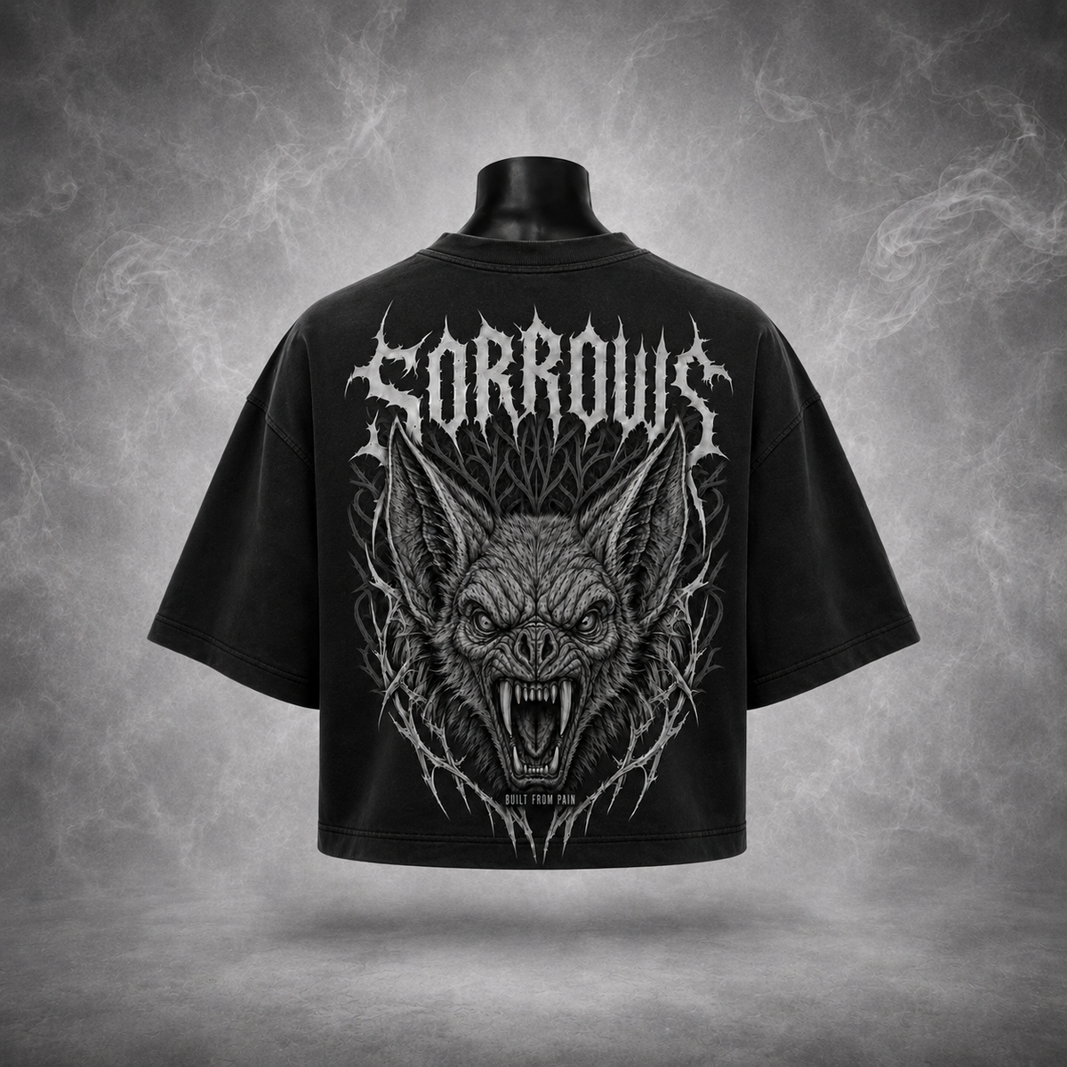 Built From Pain Bat — Black Crop Tee
