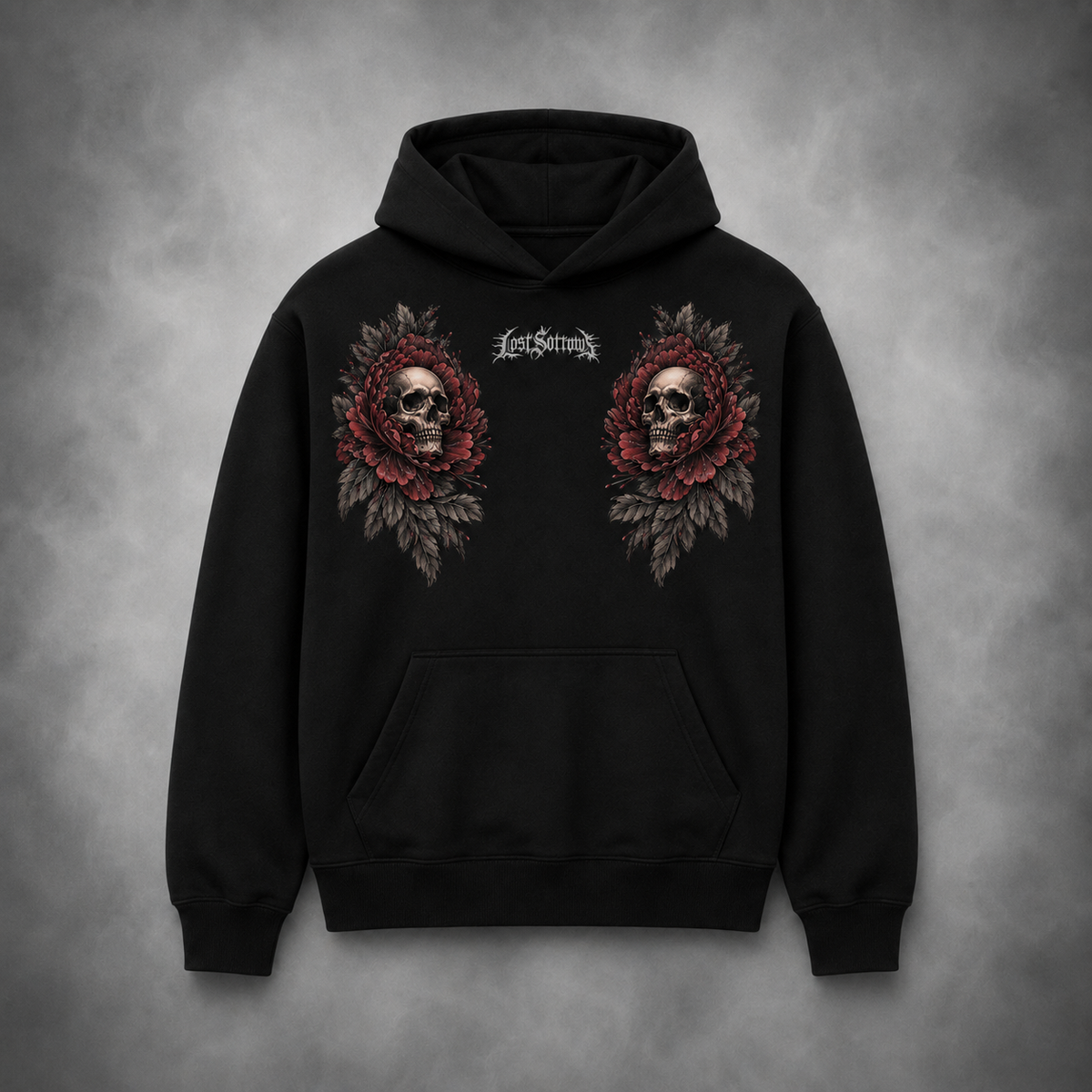 Peony Hoodie - Deep Red colourway
