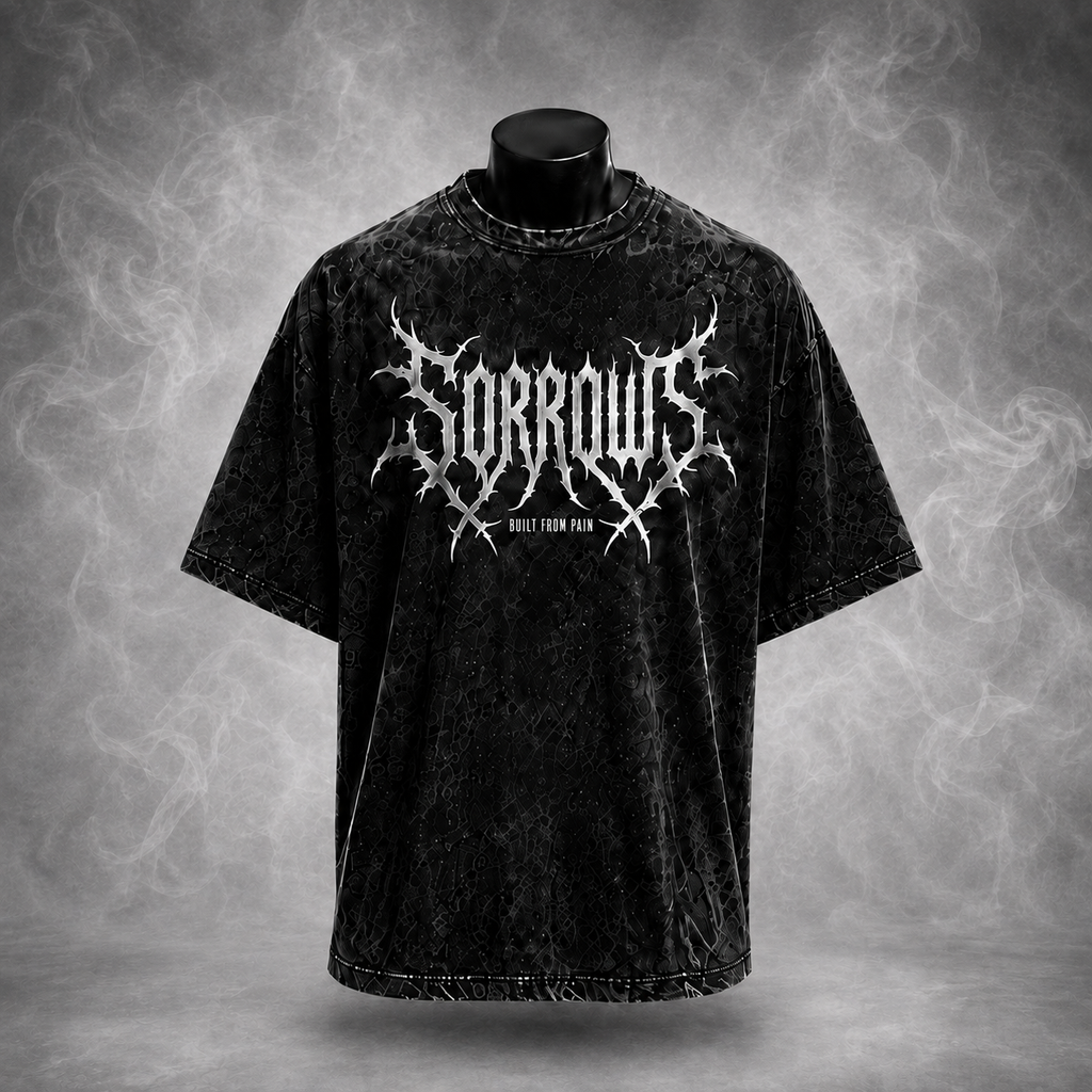 Built From Pain Bat — Black Acid-Wash Tee