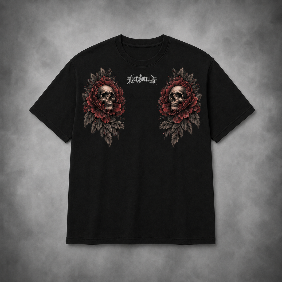 Peony T-Shirt - Dark Red colourway