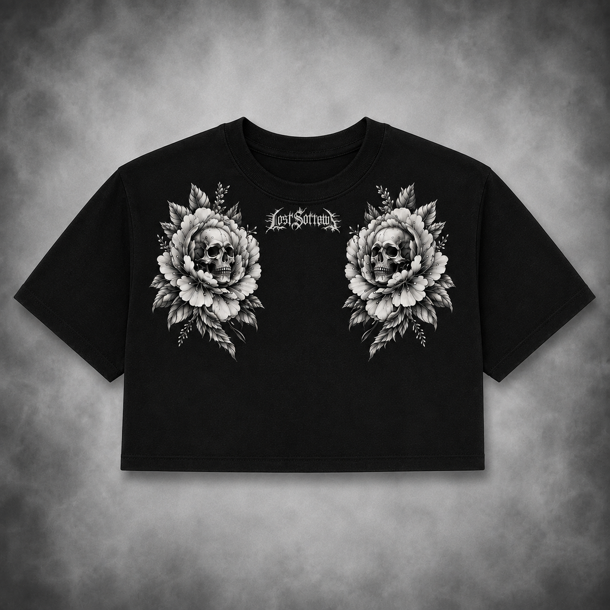 Peony Crop Top - Grey/Black colourway