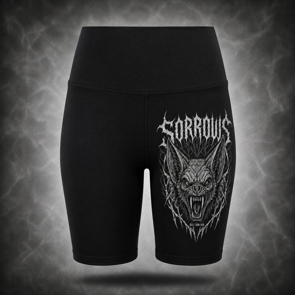 Built From Pain Biker Shorts — Bat graphic design